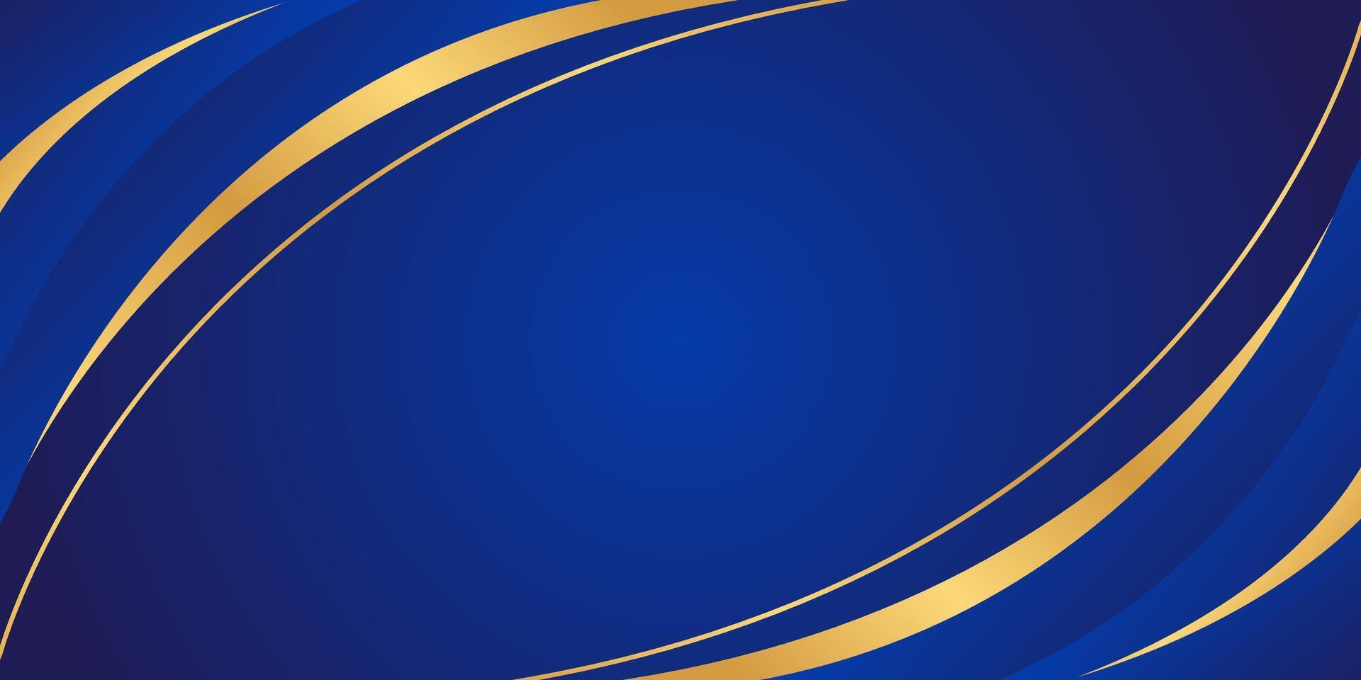 Abstract creative blue gradient background with gold lines vector