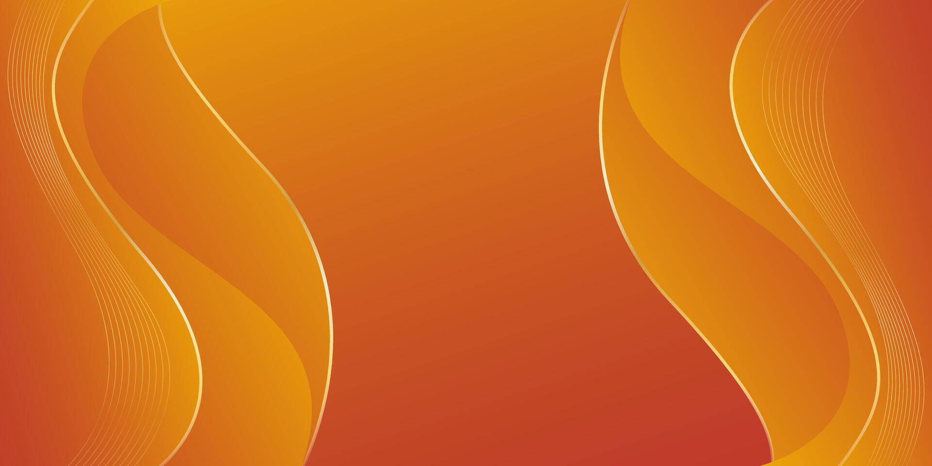 Abstract creative orange wave background with gold lines vector