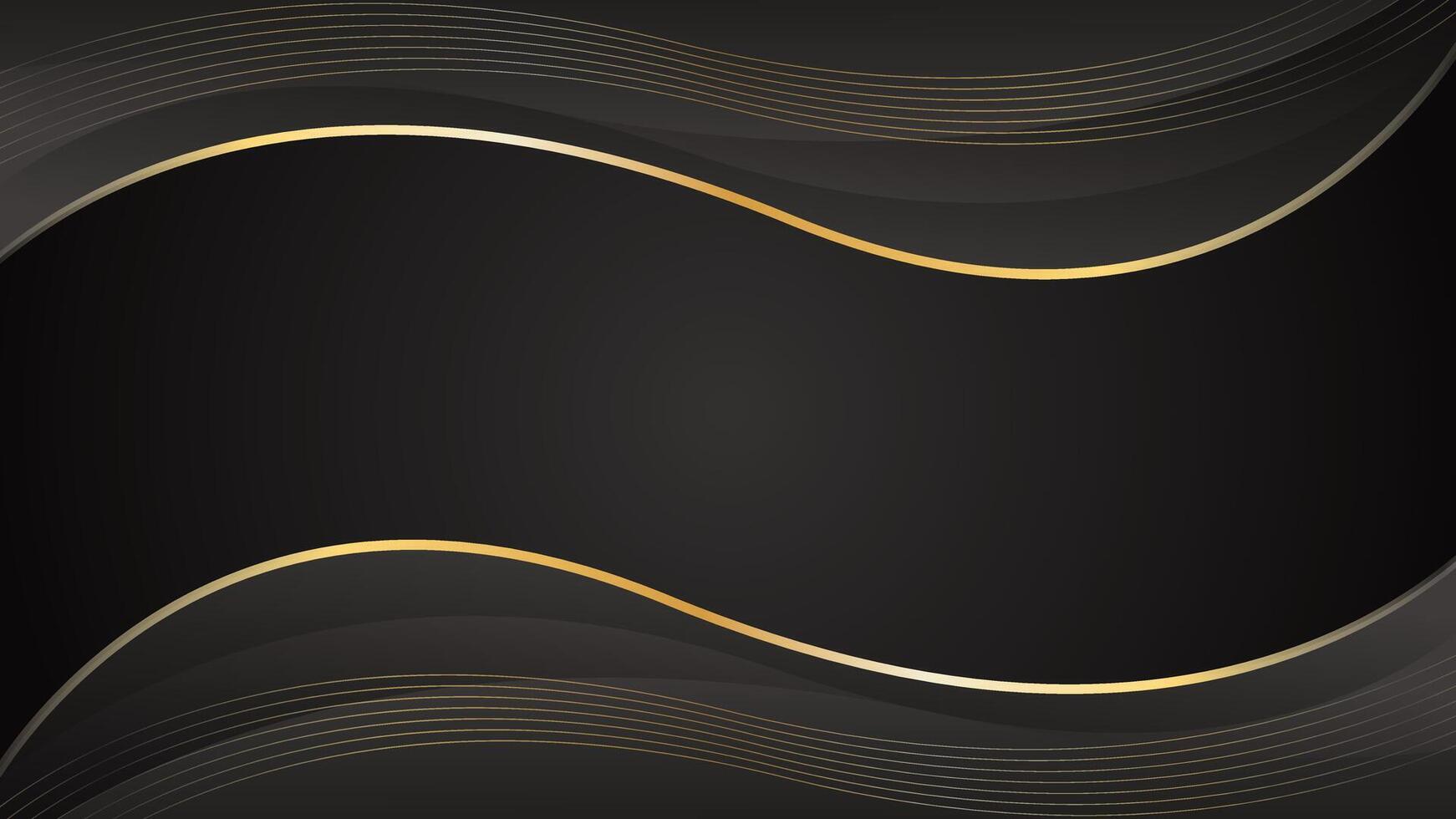 Abstract black luxury background with gold lines vector