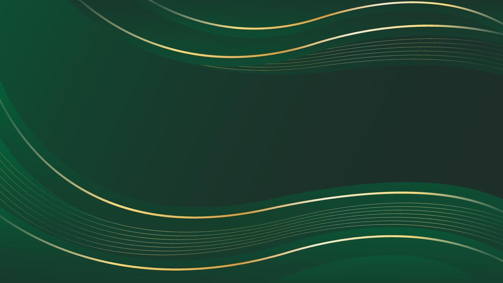 Abstract emerald green luxury wave background. Creative wallpaper with gold lines vector