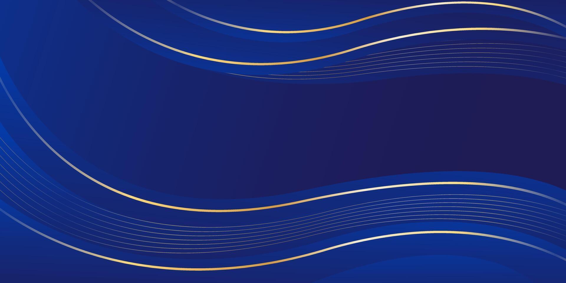 Modern blue luxury wave background. Abstract creative wallpaper with gold lines vector