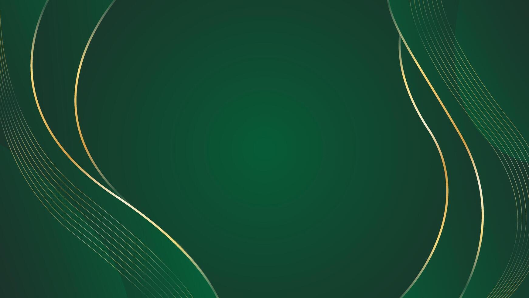 Abstract emerald green luxury background with gold lines vector