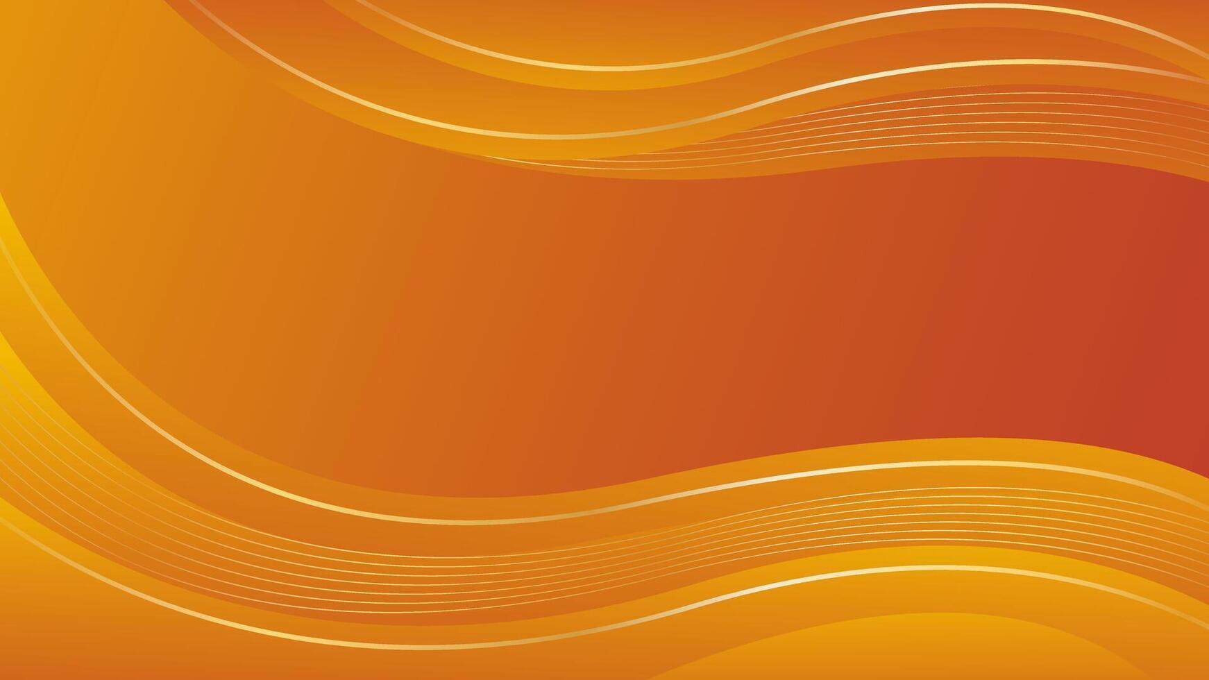 Abstract orange gradient luxury wave background. Creative wallpaper with gold lines vector