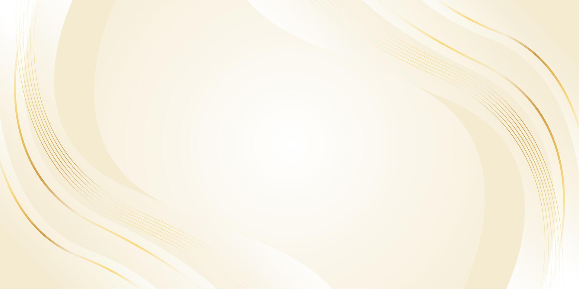 Elegant beige luxury background with gold lines. Abstract wave wallpaper. Creative design vector