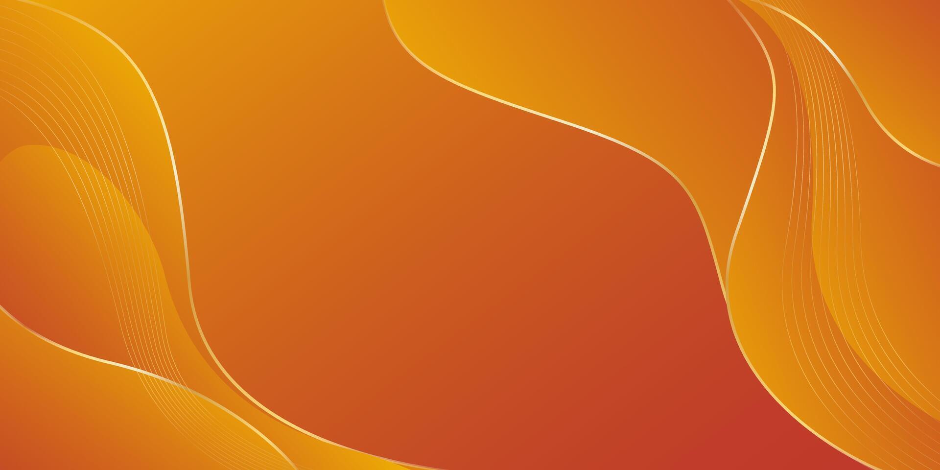Modern orange luxury wave background with gold lines. Elegant modern wallpapers vector
