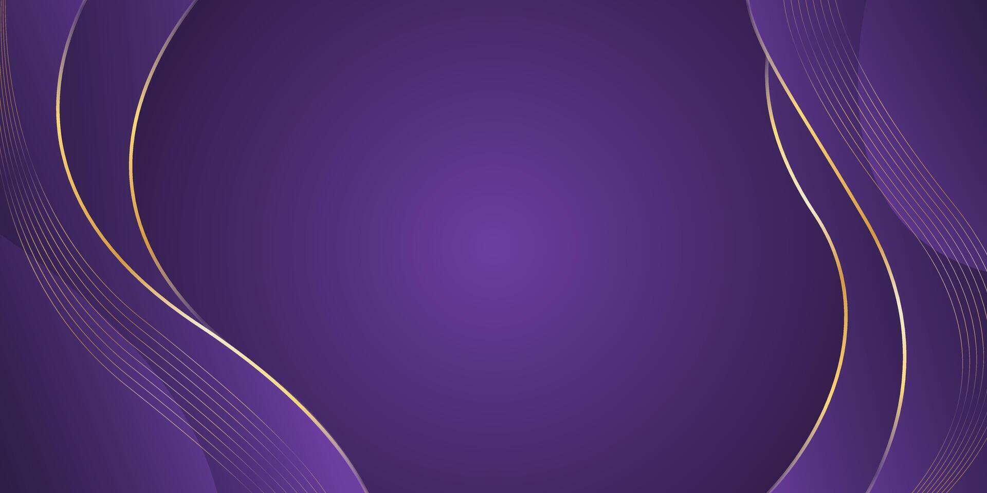 Abstract purple luxury background with gold lines vector
