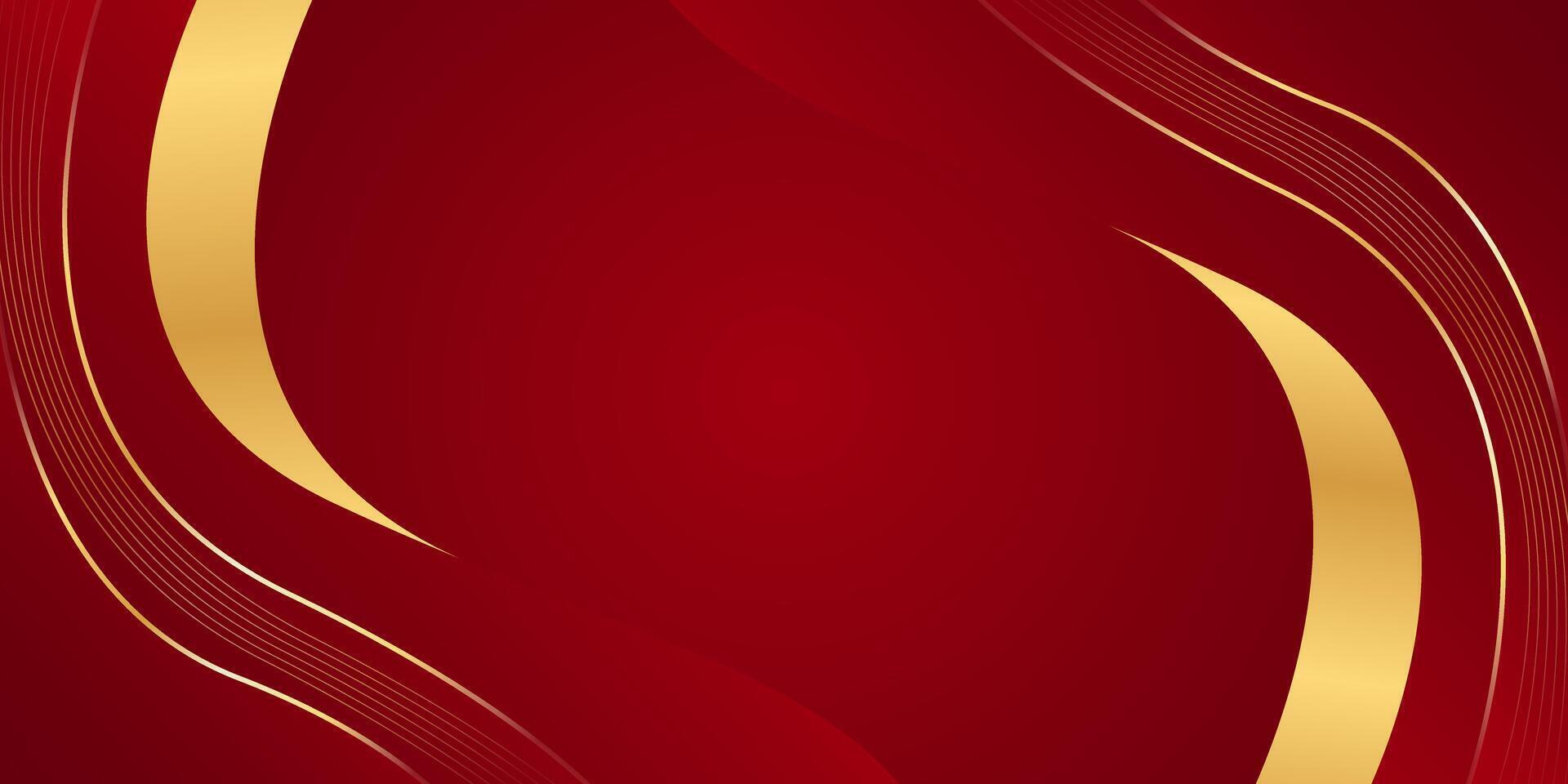 Elegant red luxury background with gold lines. Abstract wave wallpaper. Creative design vector