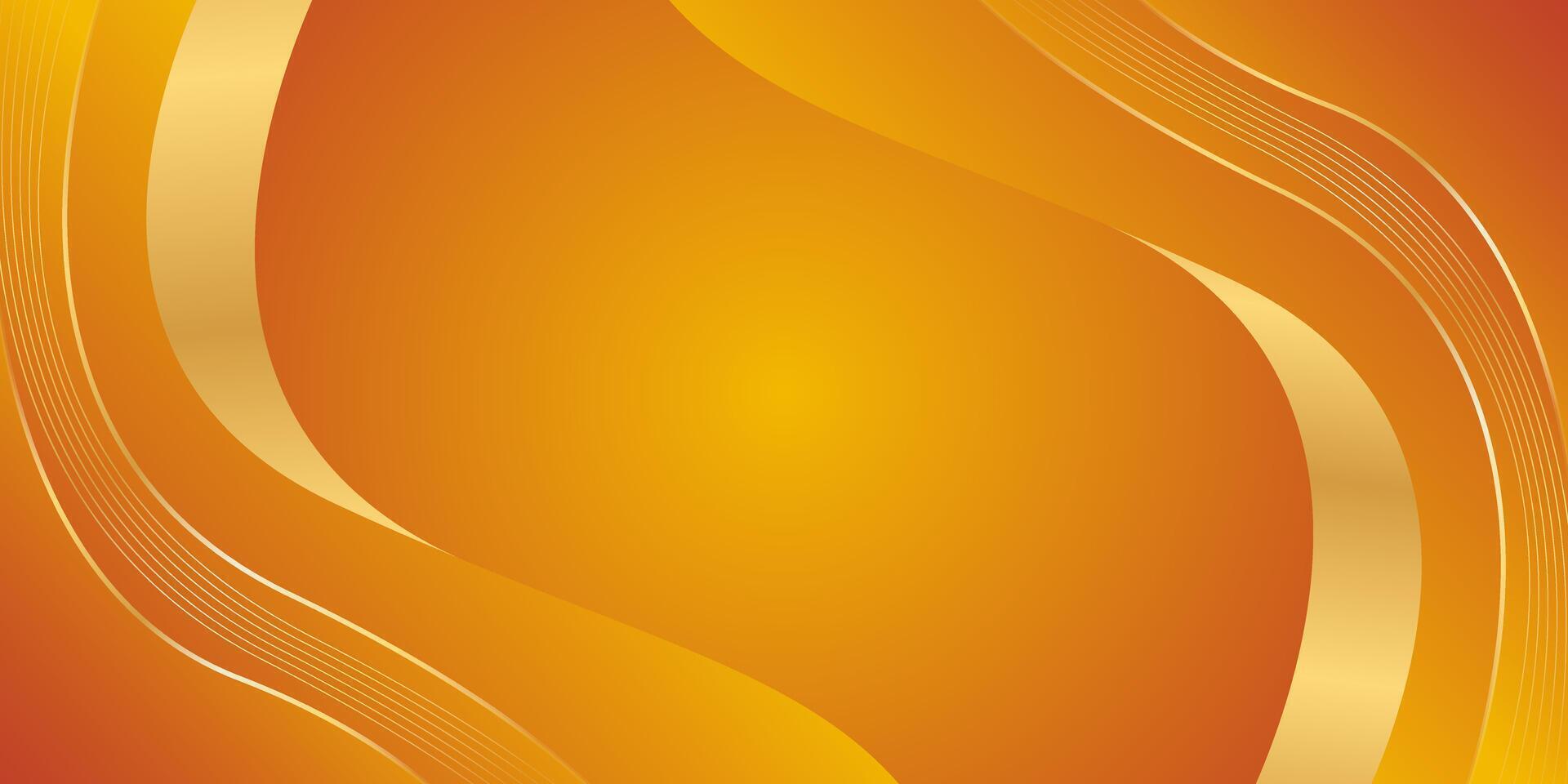 Elegant orange gradient luxury background with gold lines. Abstract wave wallpaper. Creative design vector