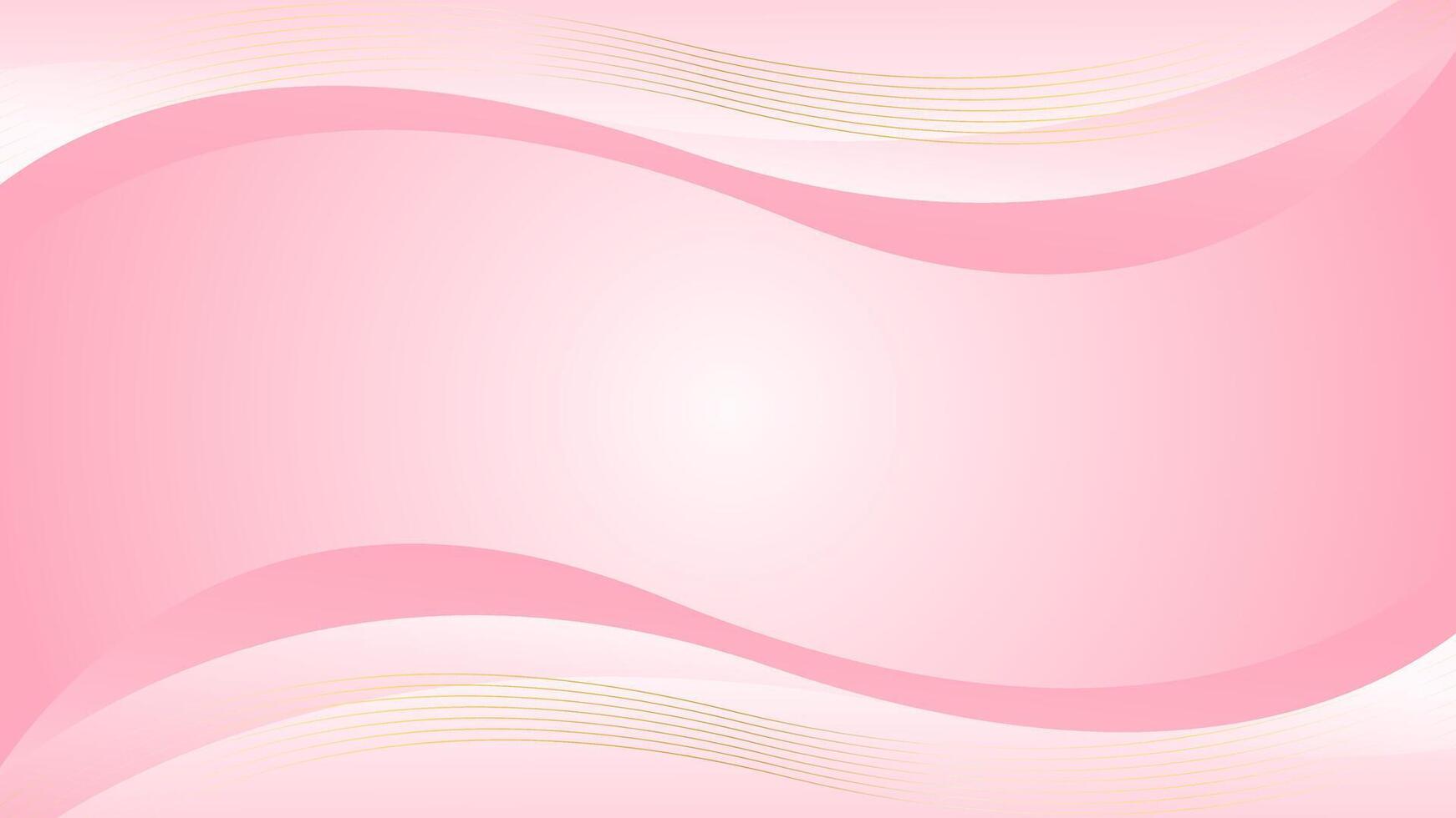 Abstract pink luxury background. Wave dynamic wallpaper with gold lines vector