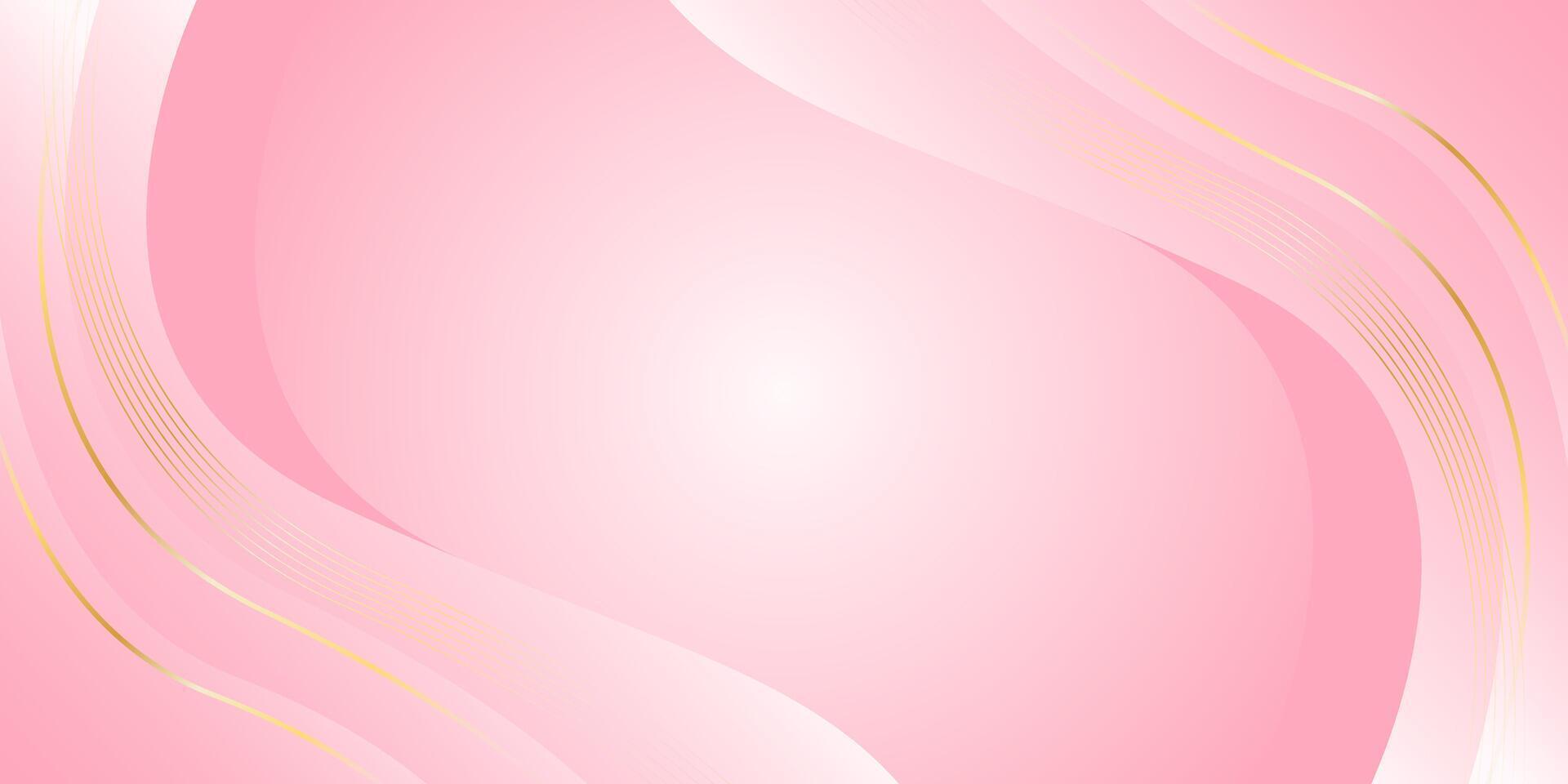 Elegant pink luxury background with gold lines. Abstract wave wallpaper. Creative design vector