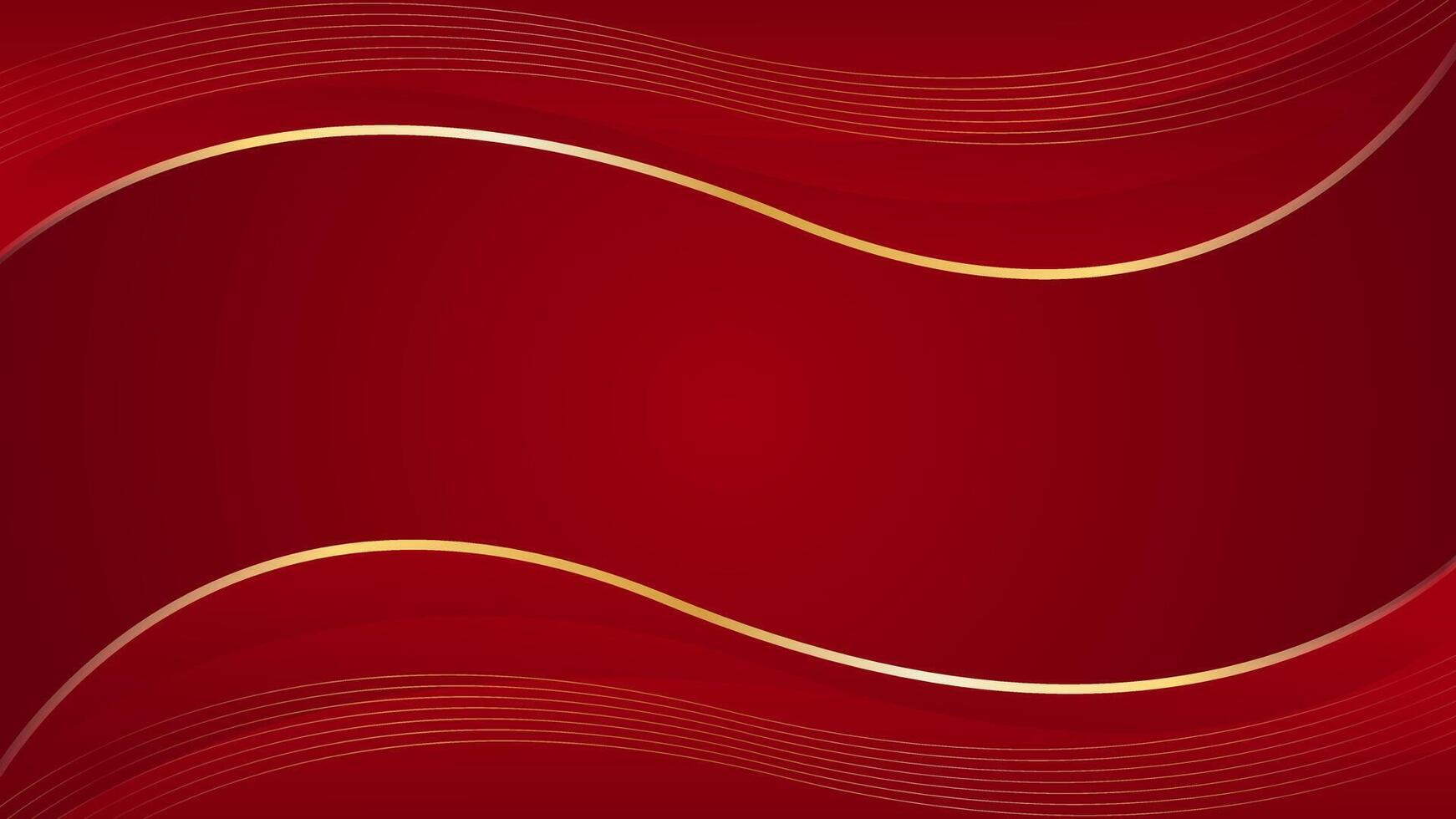 Abstract red luxury background with gold lines vector
