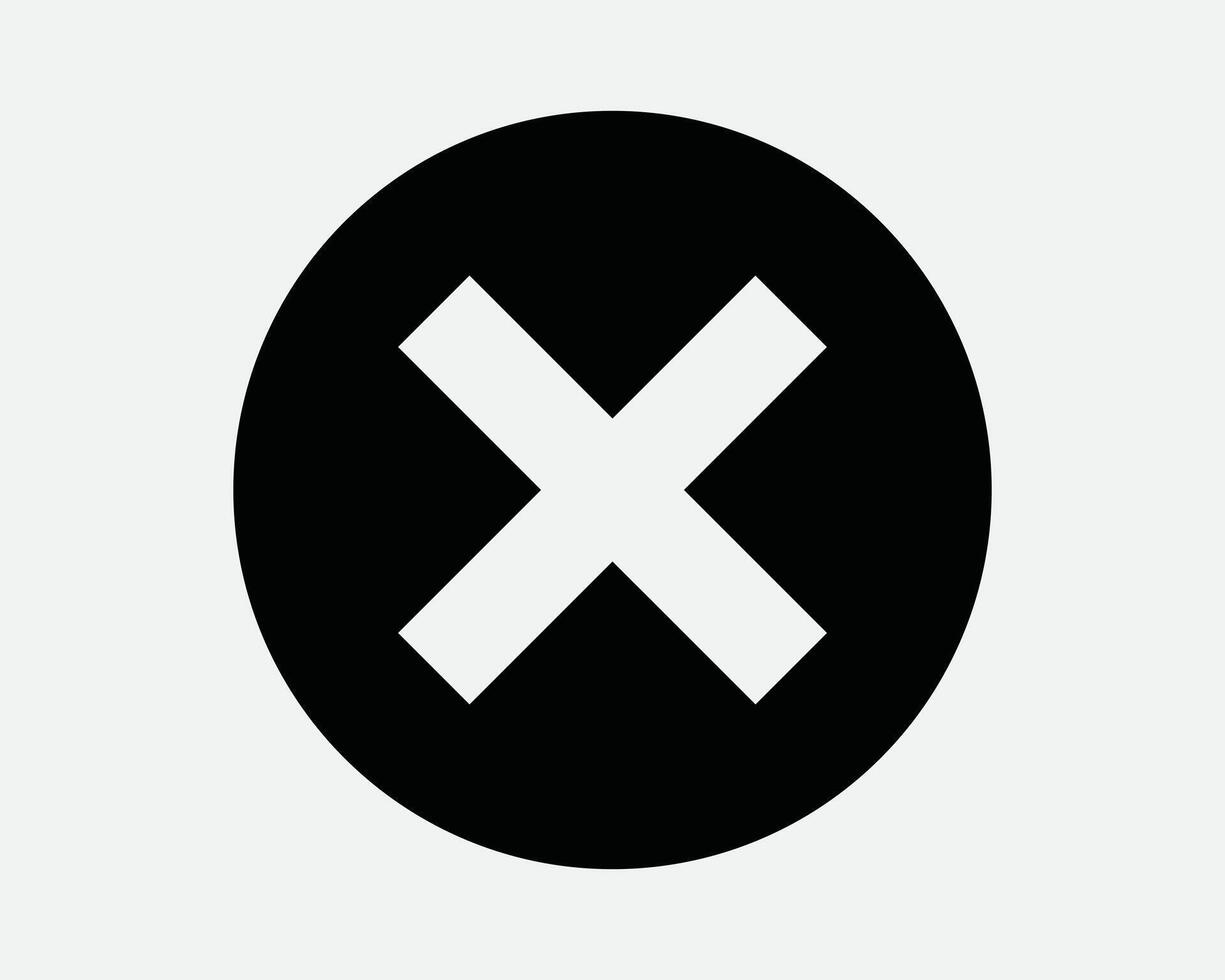 Cancel Round Icon Cancellation Delete Error Cross X Close Negative Circle Circular Button No Mark Ban Sign Icon SVG Shape Outline Black White vector