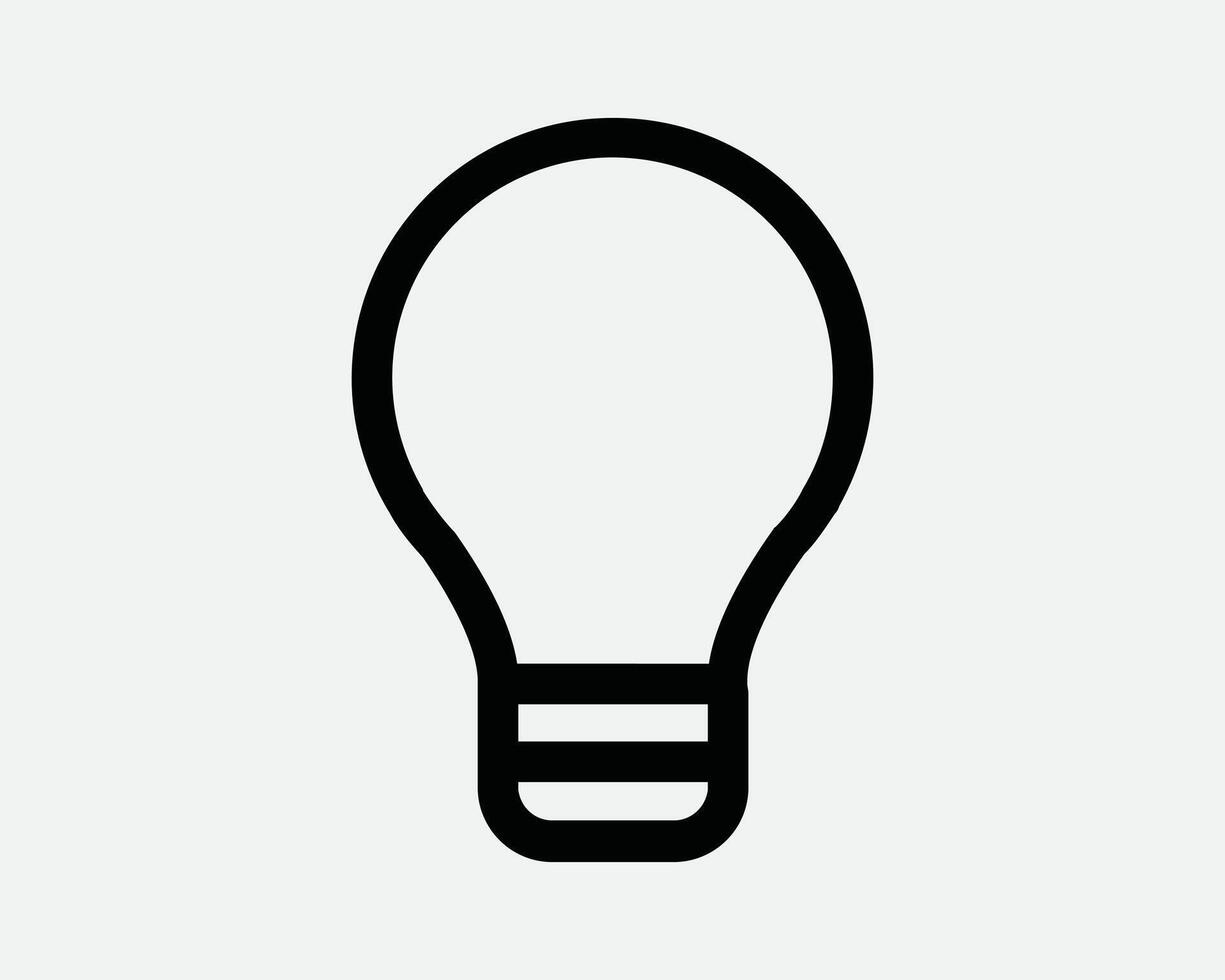 Lightbulb Light Bulb Idea LED Screw Incandescent Line Round Traditional Innovation Invention Inspiration Sign Icon Shape Outline Black White vector