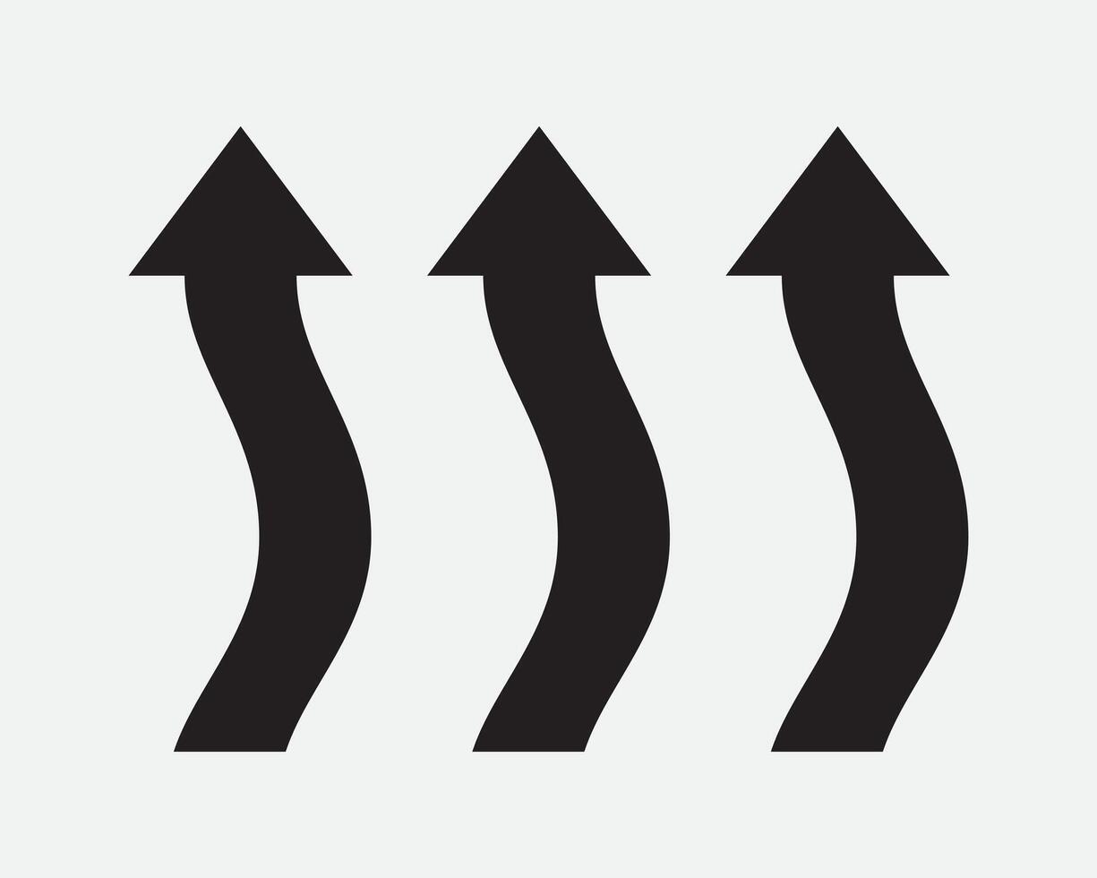 Evaporation Heat Transfer Flow Rise Up Upward Curve Pointer Pointing Flowing Microwave Steam Vent Convection Black White Sign Icon Shape Outline vector