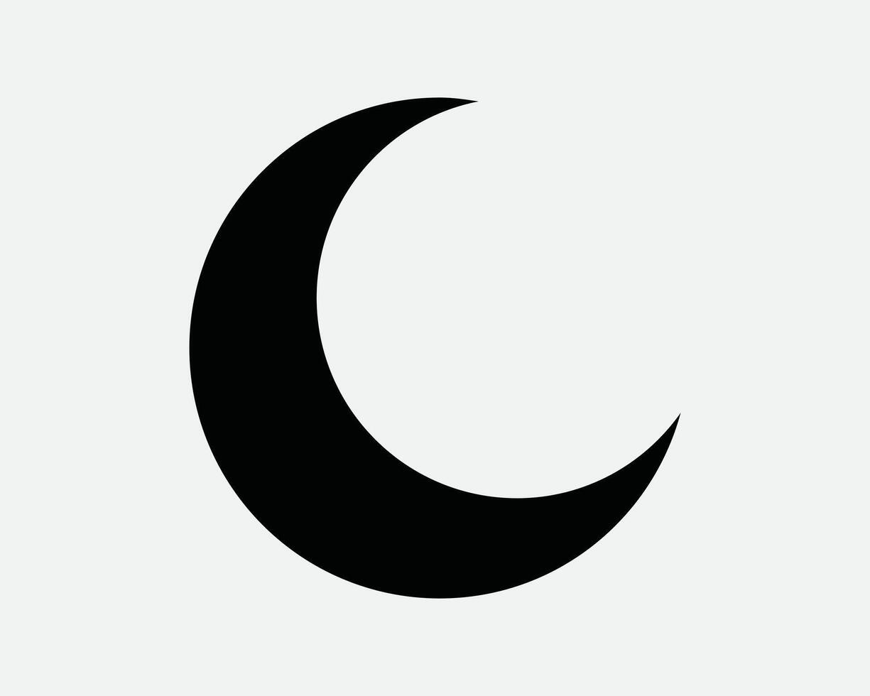 Crescent Moon Night Sky Islam Religion Muslim Lunar Curve Planet Astronomy Nature Light Shadow Silhouette Sky Sign Icon Shape Outline Black White vector