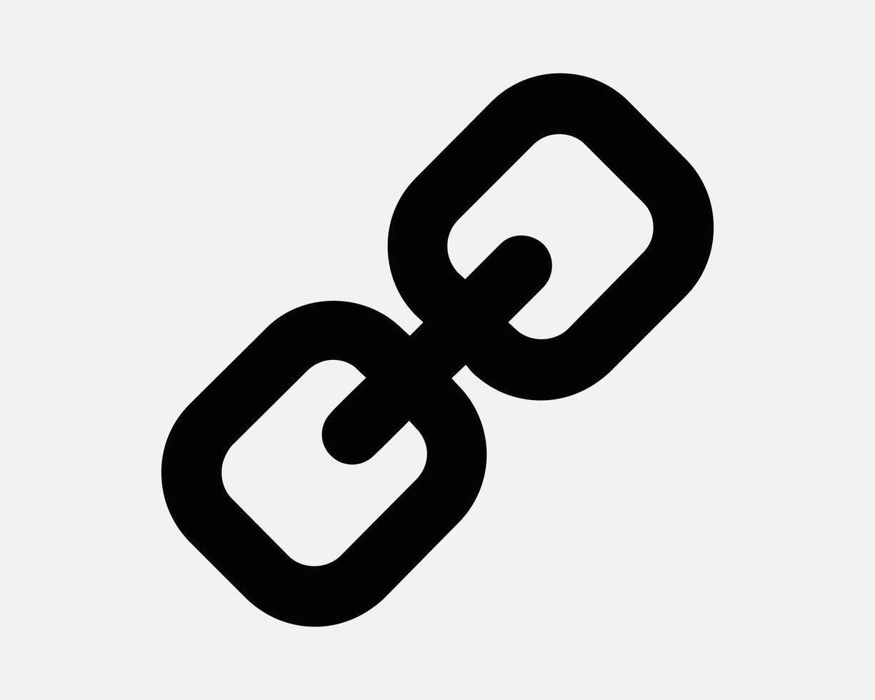 Chain Link Attachment Lock Security Strength Protection Attach Secure Protect Slave Slavery Connection Icon Sign Shape Line Outline Black White vector