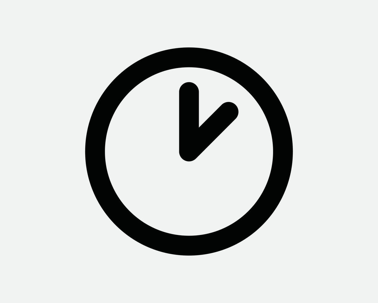 Wall Clock Timer Analogue Pointer Stopwatch Counter Countdown Tick Circle Round Deadline Event Appointment Sign Icon Shape Outline Black White vector