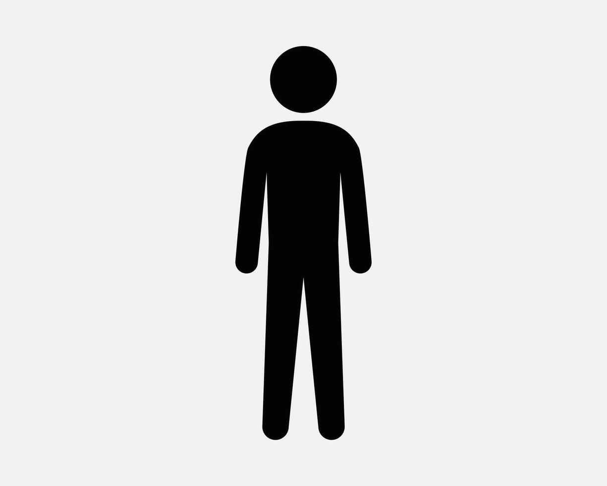 Human Man Male Stick Figure Stickman Person People Character Profile Stand Standing Body Bathroom Toilet Sign Icon SVG Shape Outline Black White vector