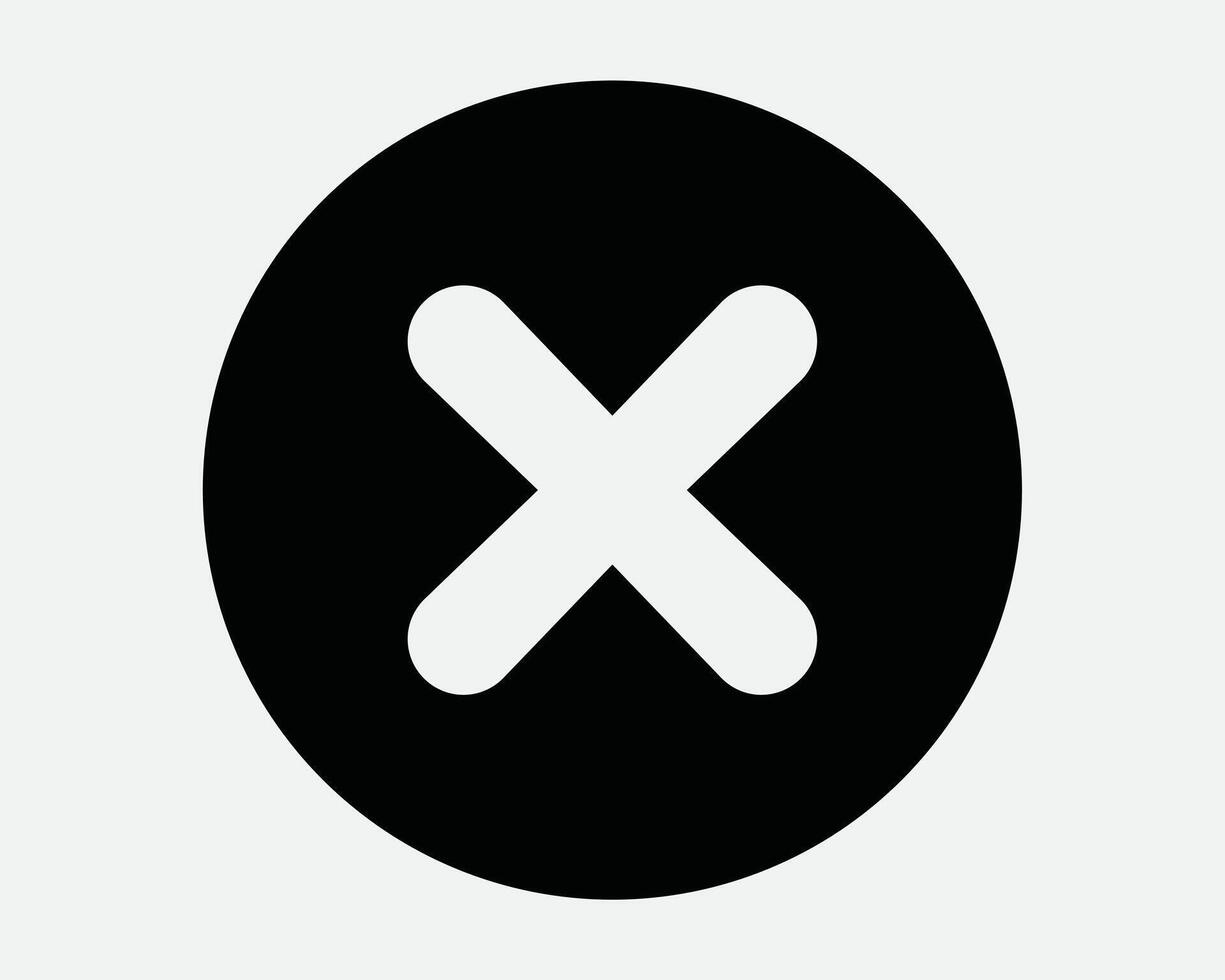 Cancel Circle Round Circular Button Close Stop Banned Ban Prohibited Not Allowed Error Issue Problem Cross X Sign Icon SVG Shape Outline Black White vector