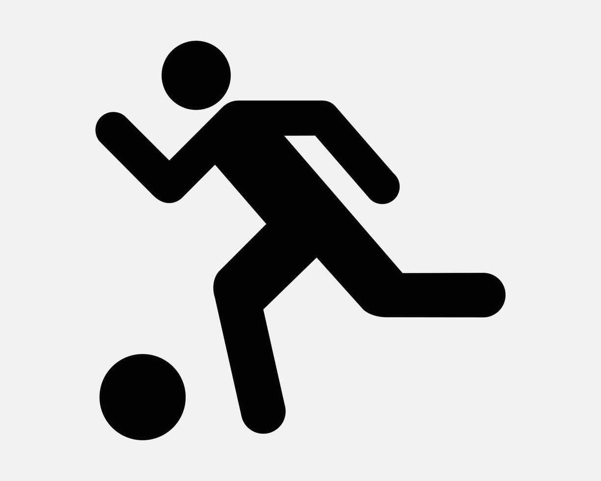 Football Soccer Player Athlete Sport Sports Play Playing Run Running Dribble Sprint Competition League Kick Sign Icon Shape Outline Black White vector
