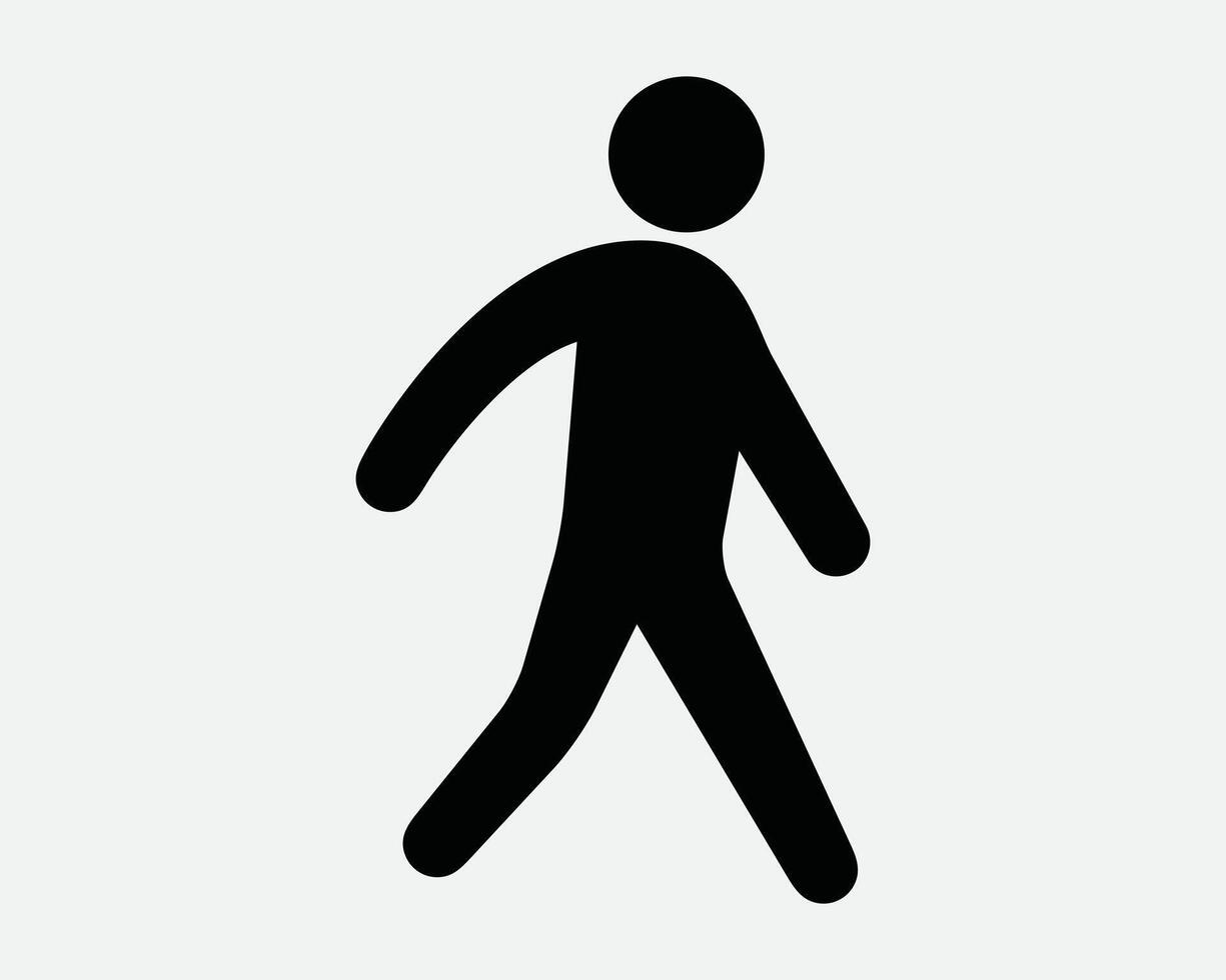 Man Walking Walk Jog Walk Run Running Pedestrian Stick Figure Stickman Crosswalk Crossing Road Cross Sign Icon SVG Shape Outline Black White vector