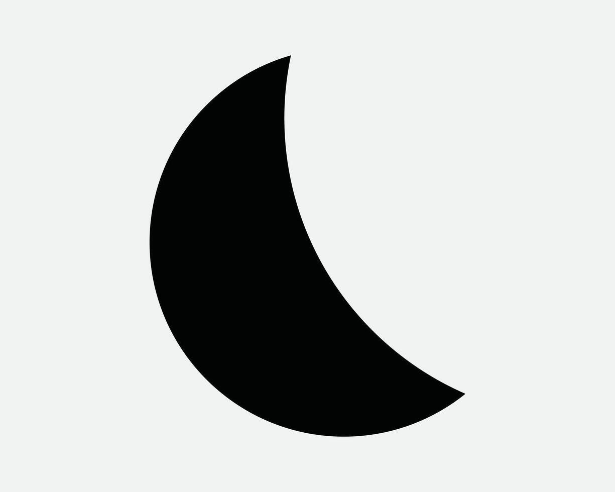 Moon Crescent Astronomy Night Sky Shadow Silhouette Islam Muslim Religion Planet Astrology Moonlight Icon Sign Line Outline Black White Shape vector