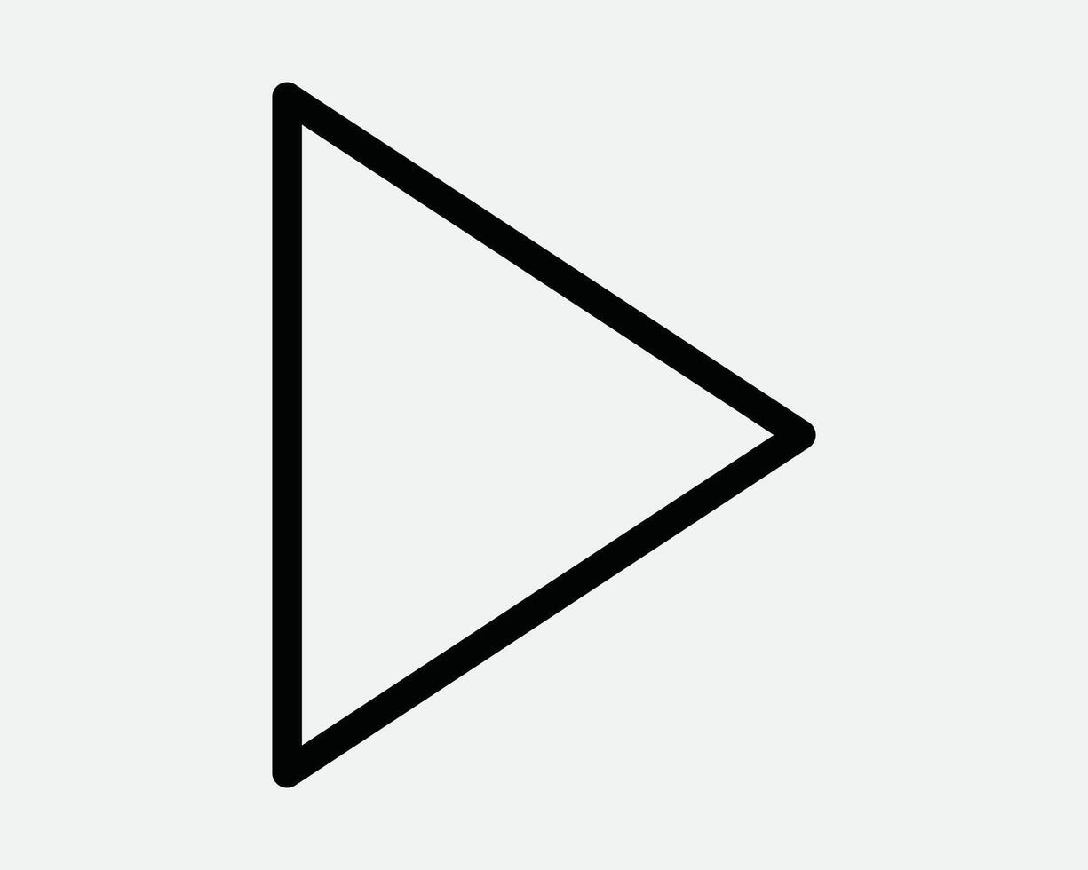 Play Button Media Control Triangle Arrow Pointing Right Radio Player Music Playback Multimedia Icon Sign Line Outline Black White Shape vector