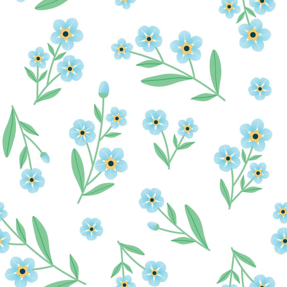 Seamless pattern with Forget me not Flower. Plant ornament for fabric, background, wallpaper. illustration. vector