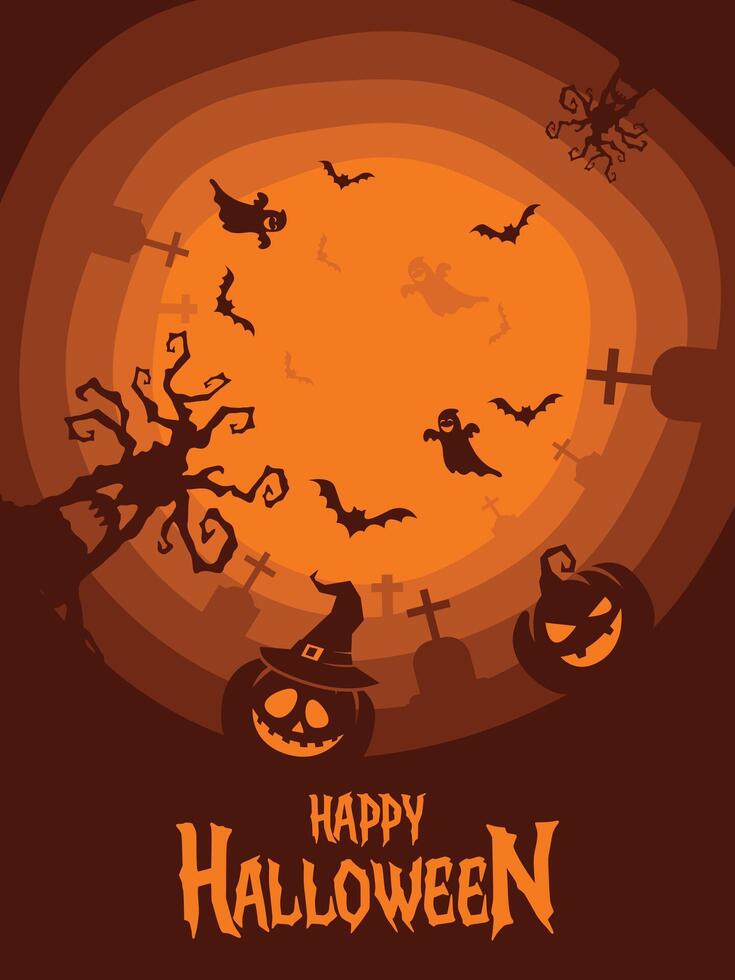 Halloween background with pumpkins and bats vector