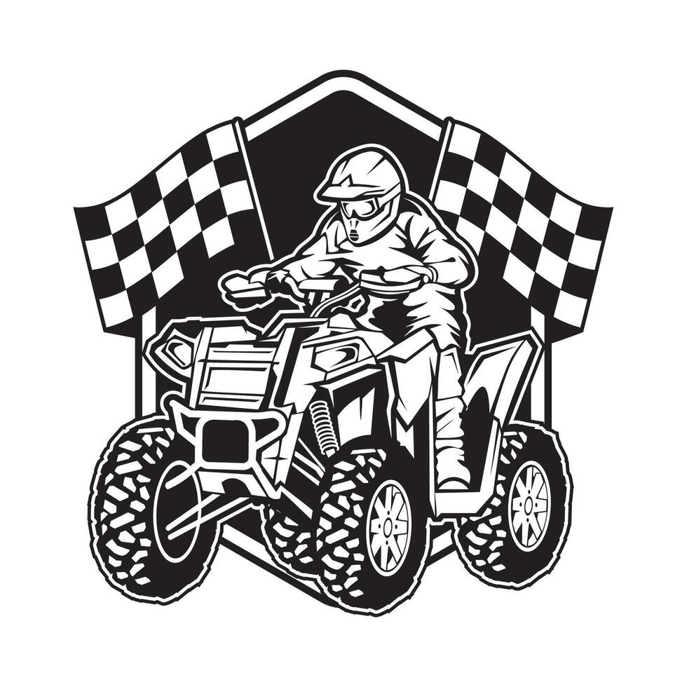 Quad ATV with racing flag illustration, good for t shirt design vector