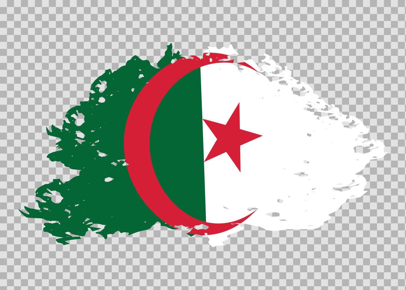 Stroke brush textured flag of Algeria on isolated background vector