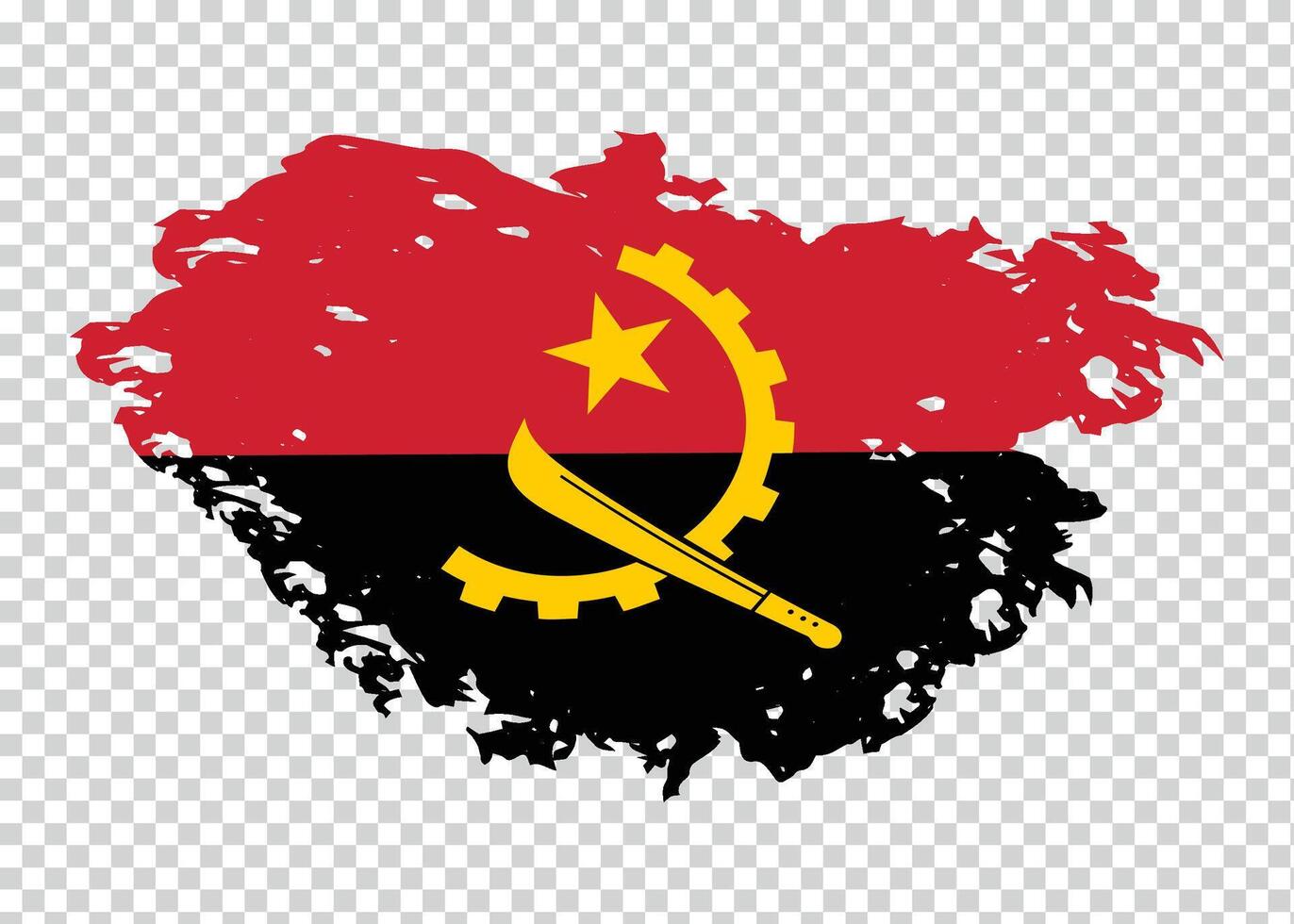 Stroke brush textured flag of Angola on isolated background vector