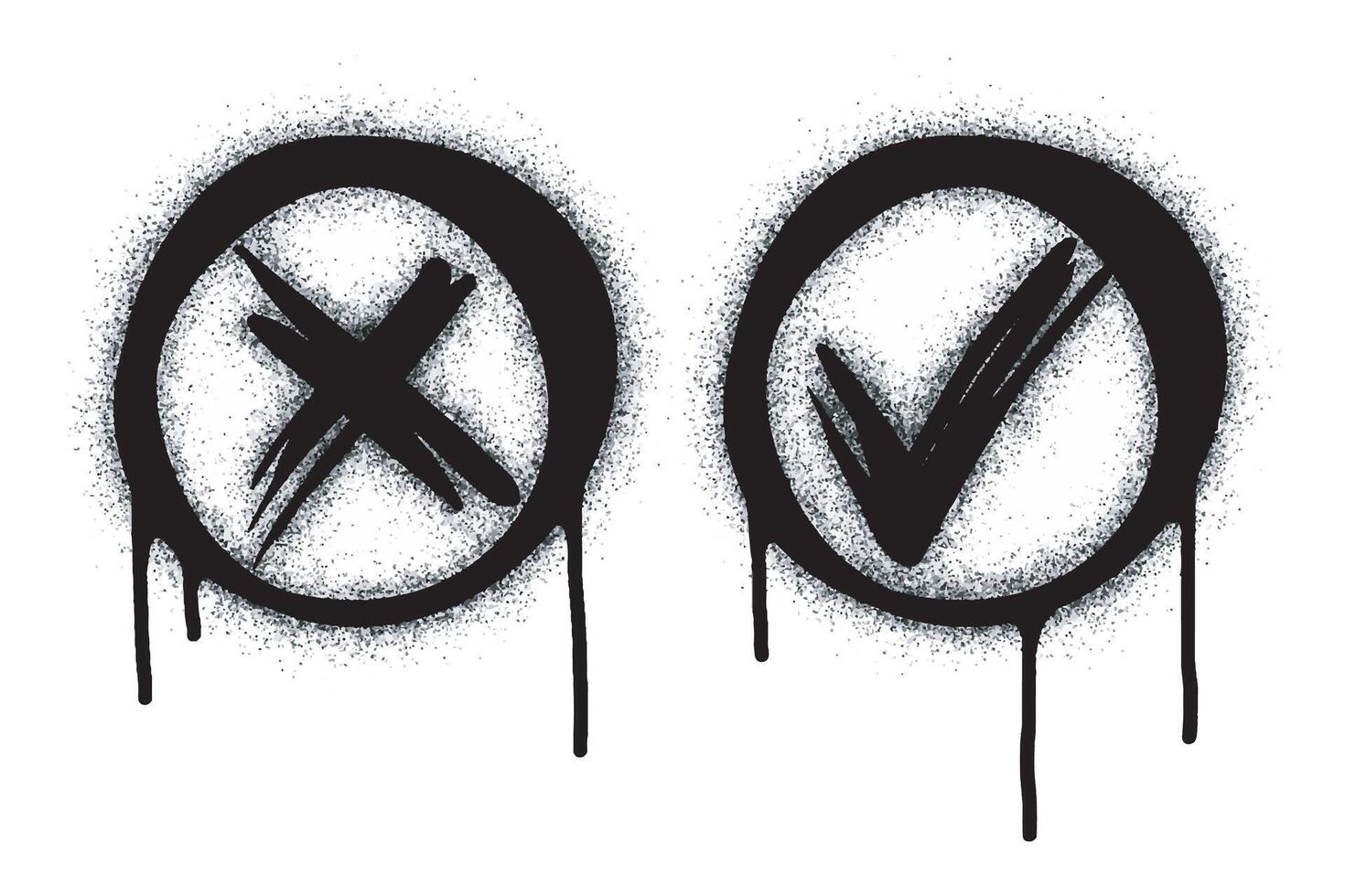 Spray Painted Graffiti Check marks Sprayed isolated with a white background. graffiti Check marks icon with over spray in black over white. vector
