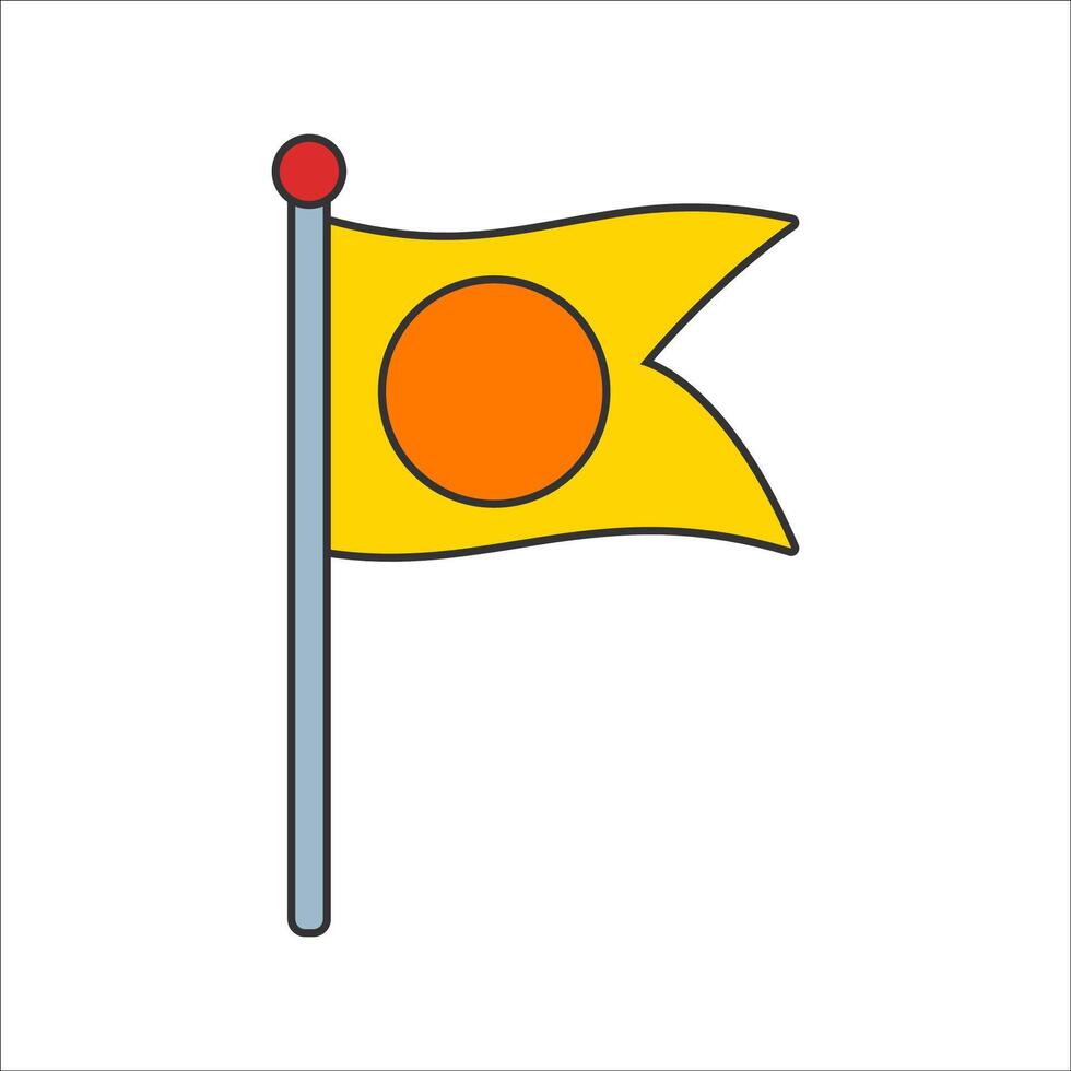 Illustration of a Yellow Flag with Orange Circle vector