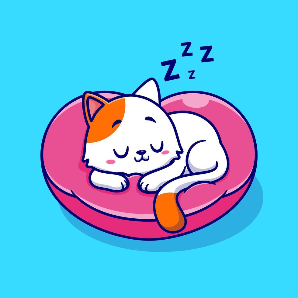 Cute Cat Sleeping On Pillow Love Cartoon vector