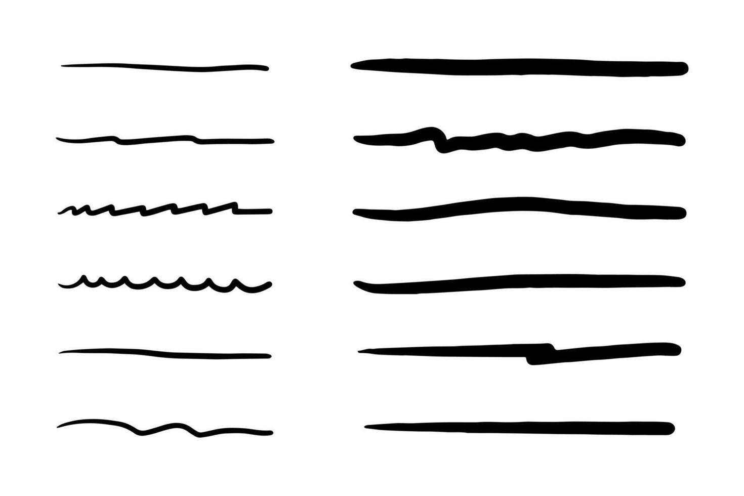 Set of hand drawn underline. vector