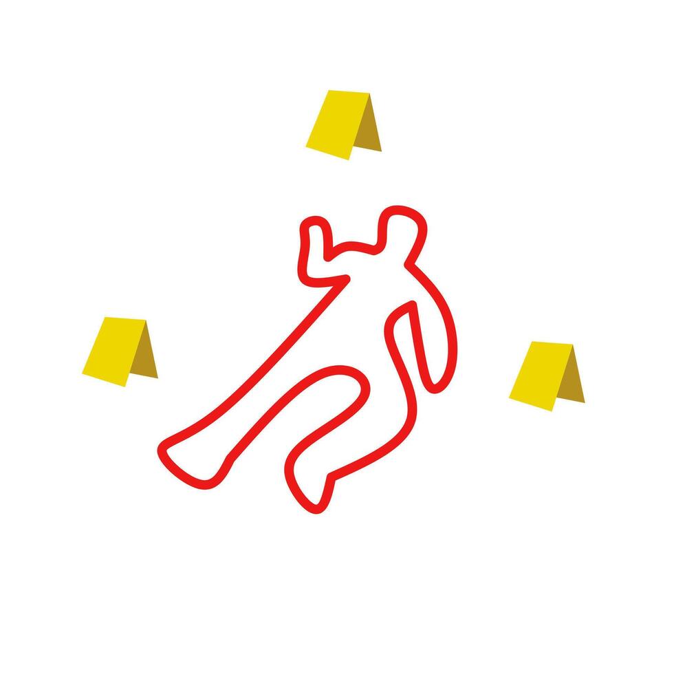 A red man is falling down and hitting a yellow flag vector