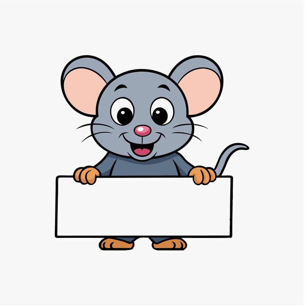 Cute little mouse cartoon with blank sign vector