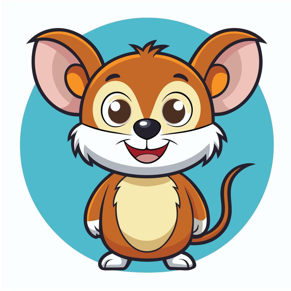 Cute little white mouse cartoon with blank sign vector
