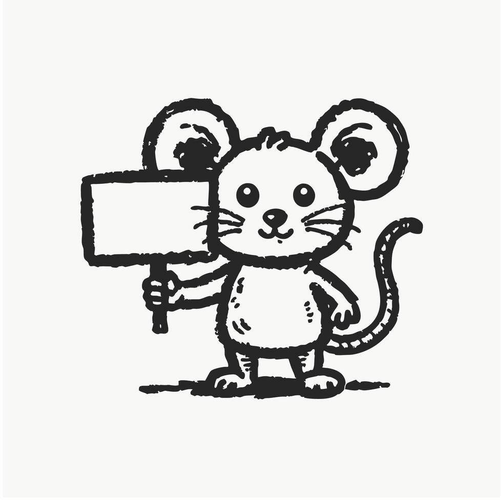 Cute mouse with a blank signboard vector