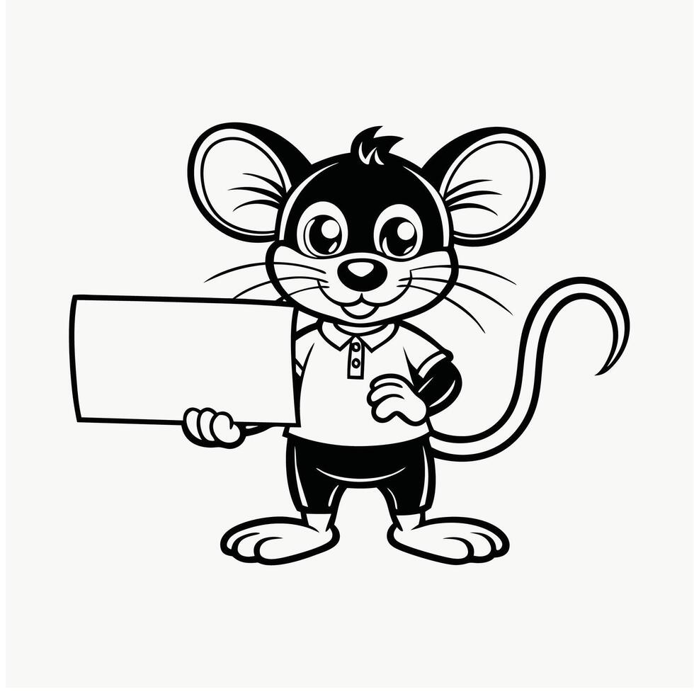 Cute little mouse cartoon with blank sign vector