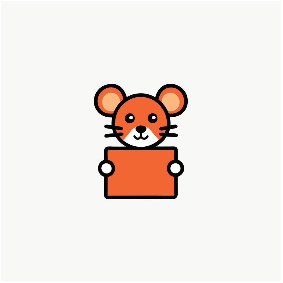 Cute mouse with a blank signboard vector