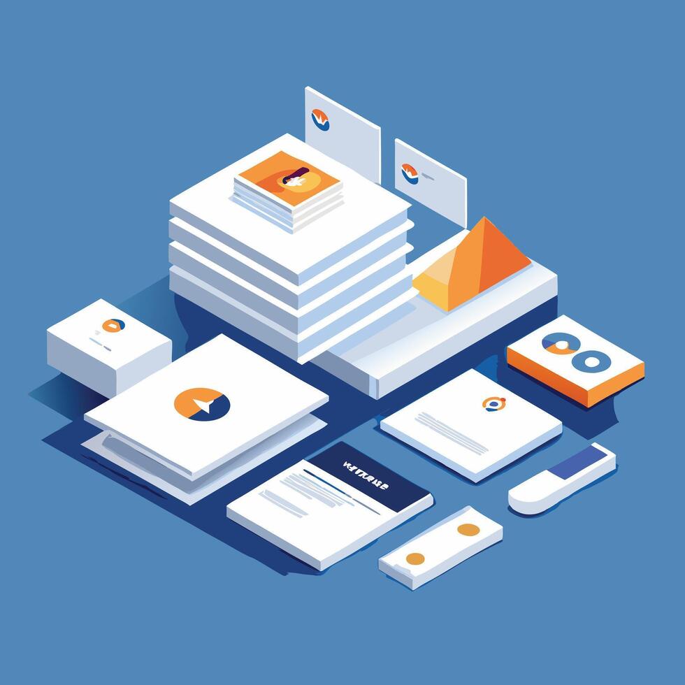 Branding Design Elements Isometric Illustration vector