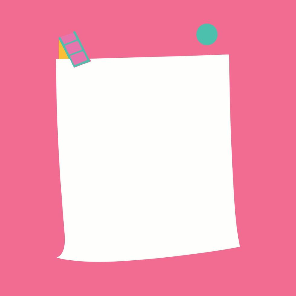 Blank White Paper Note With Pink Background. vector