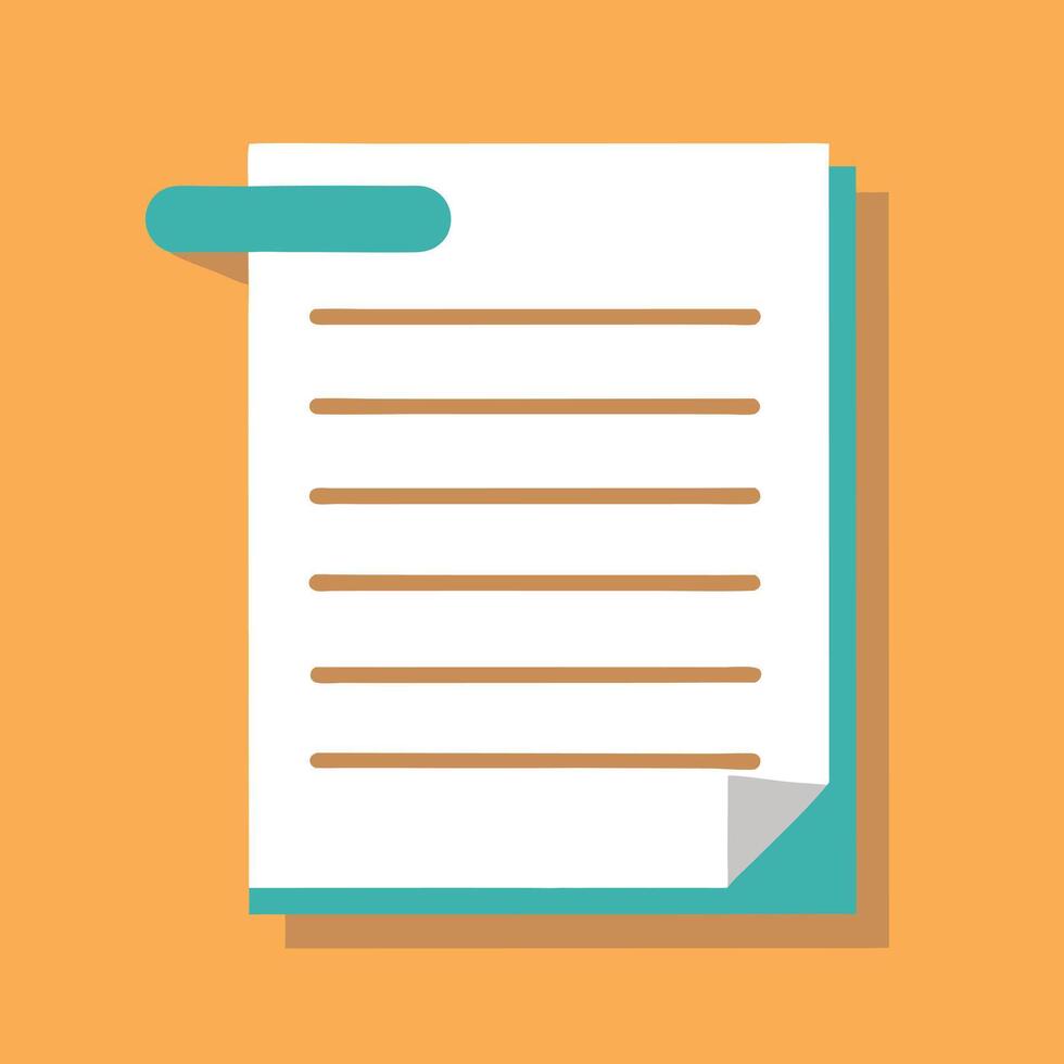 Simple Paper Sheet with Lines and Tab vector