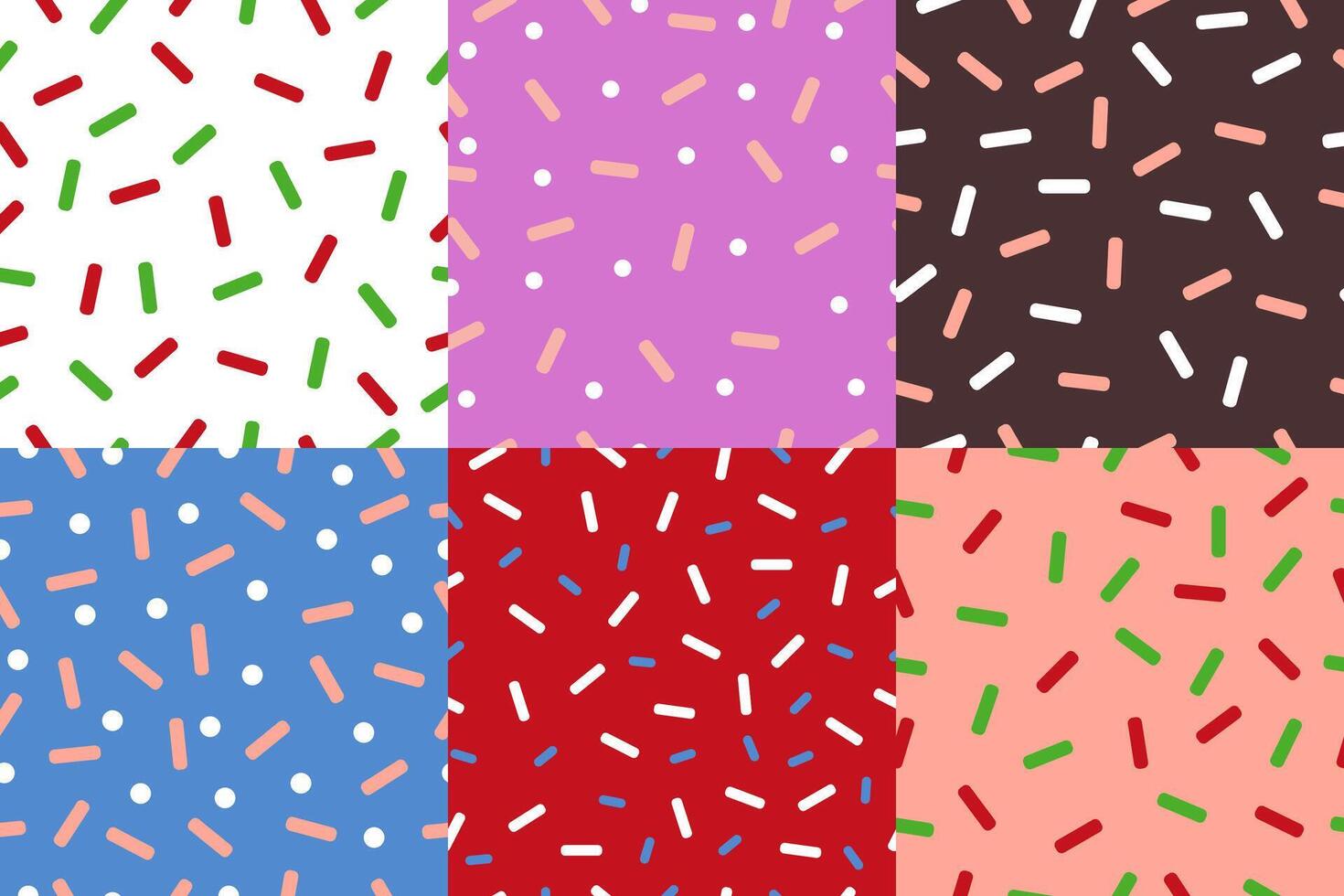 Donut glaze seamless pattern collection. Colorful confetti texture for sweet food toppings. vector