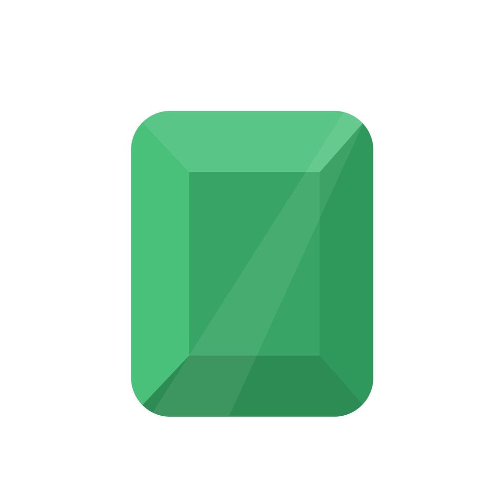 Emerald stone icon, isolated on white background. Green jewelry flat design. vector