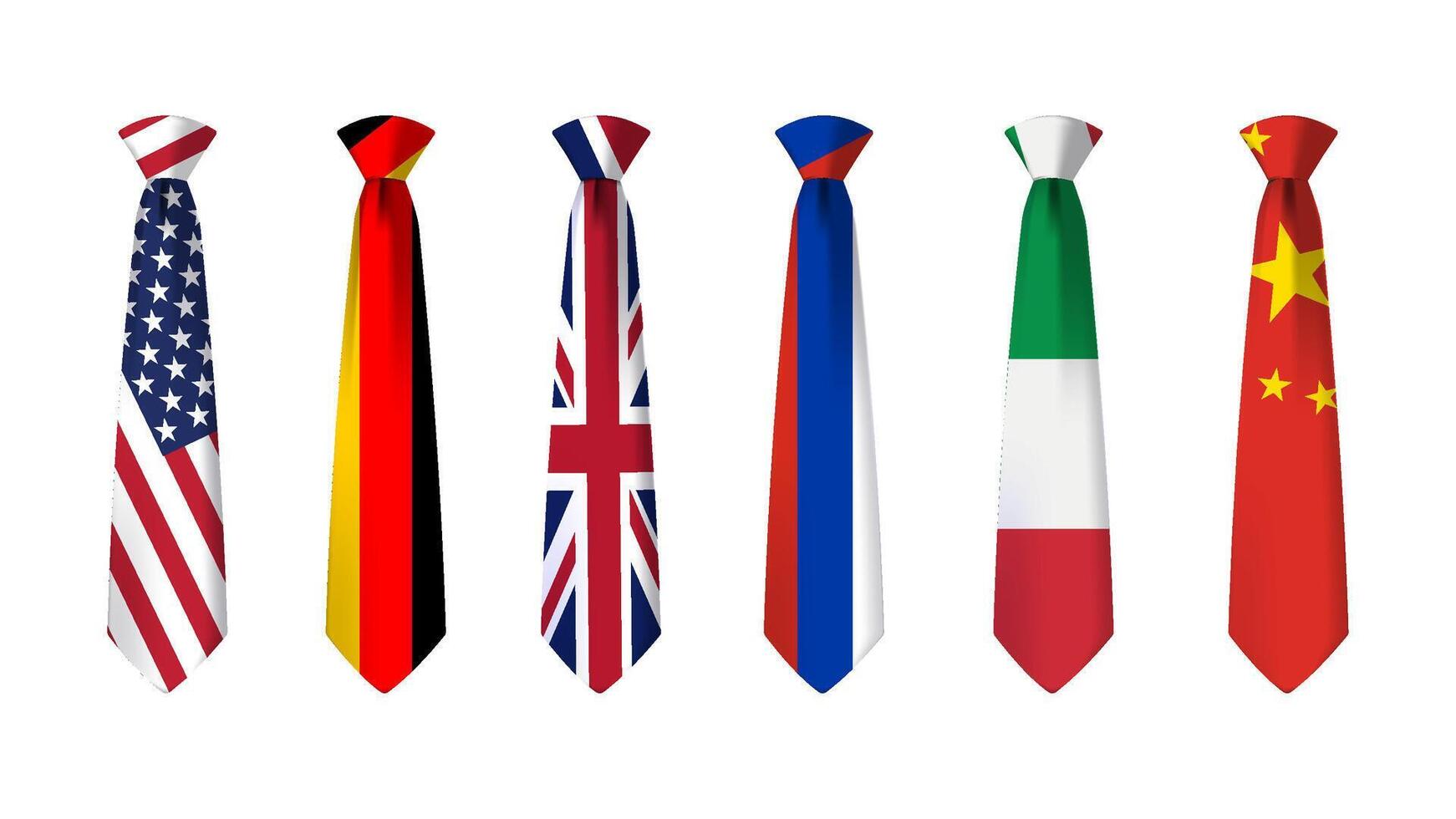 flag tie set isolated on white background vector