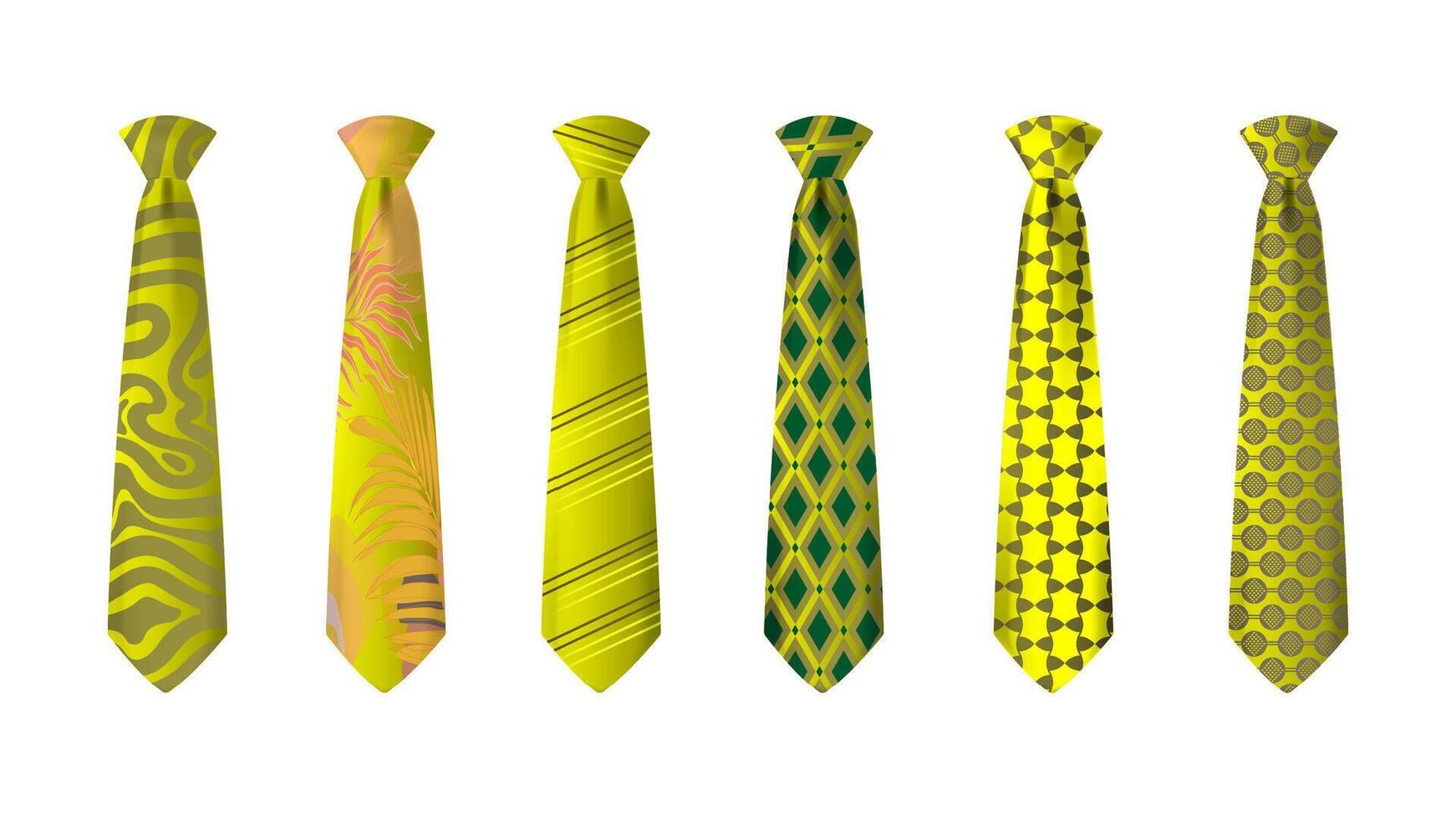yellow tie set isolated on white background vector