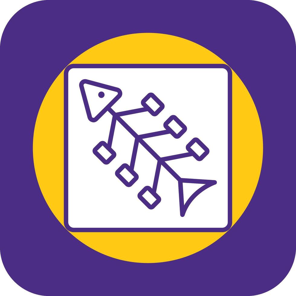 Fishbone Diagram Filled Curve Icon vector